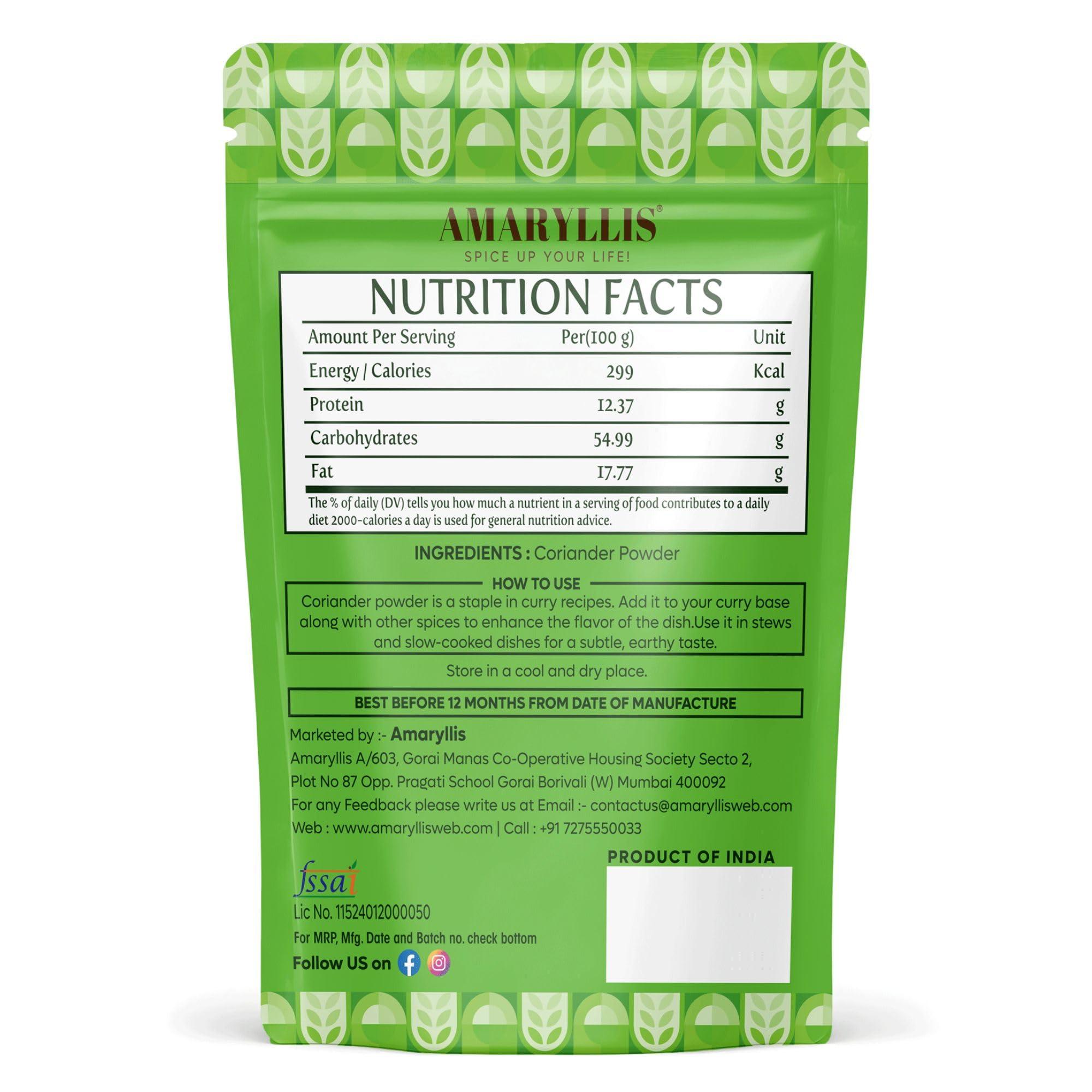 AMARYLLIS AMARYLLIS Corainder/Dhaniya Powder(Hand-Pounded), Natually Processed & 100% Organic with Zero Added Flavours & Colors(Chemical Free) | Rajasthan Special |250 grams