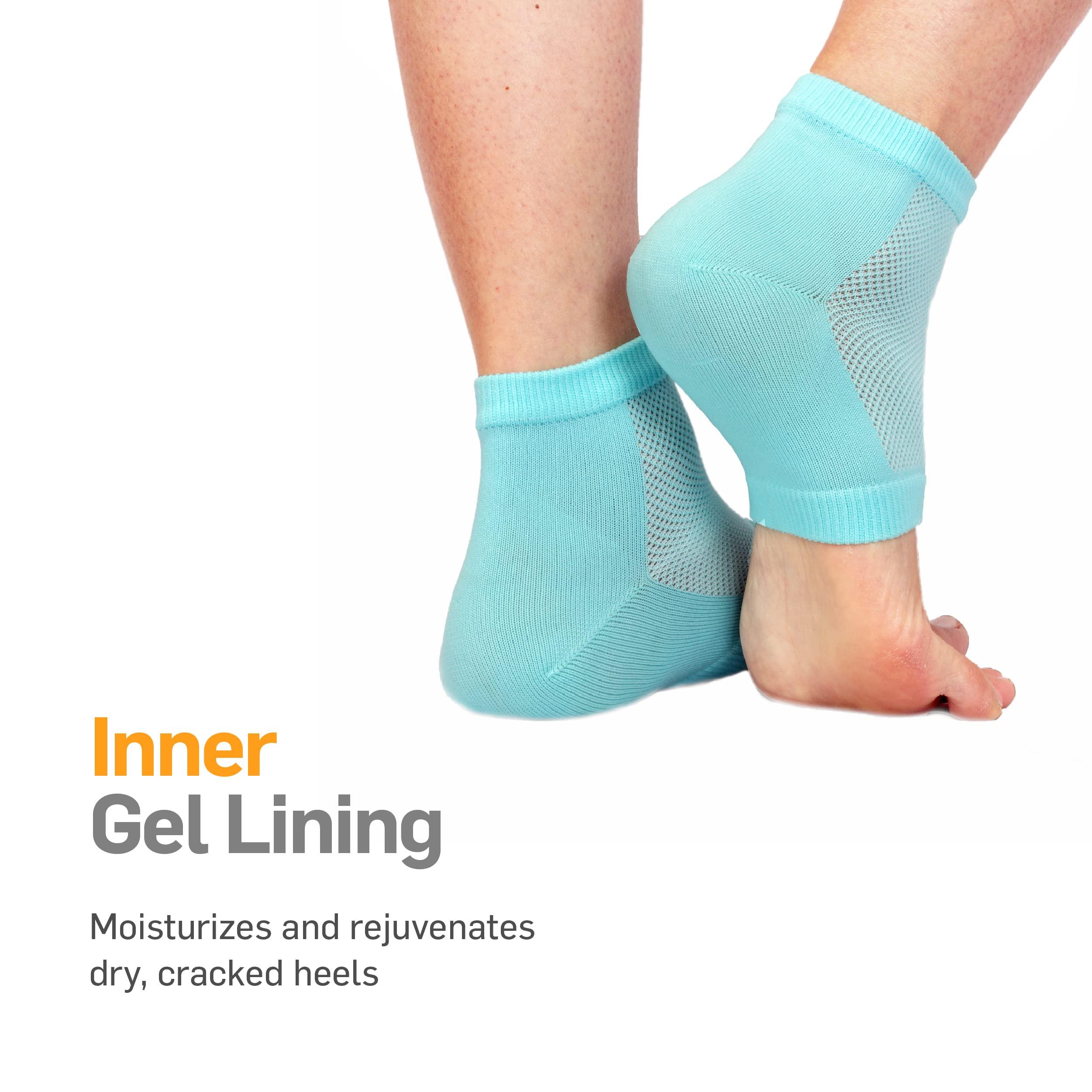 NatraCure NatraCure 2 Pair - Vented Heel Sleeves (Reg.) - Aqua Vented Moisturizing Gel Heel Sleeves - 2 Pairs - (608-M Ret2Pk) - Size: Regular