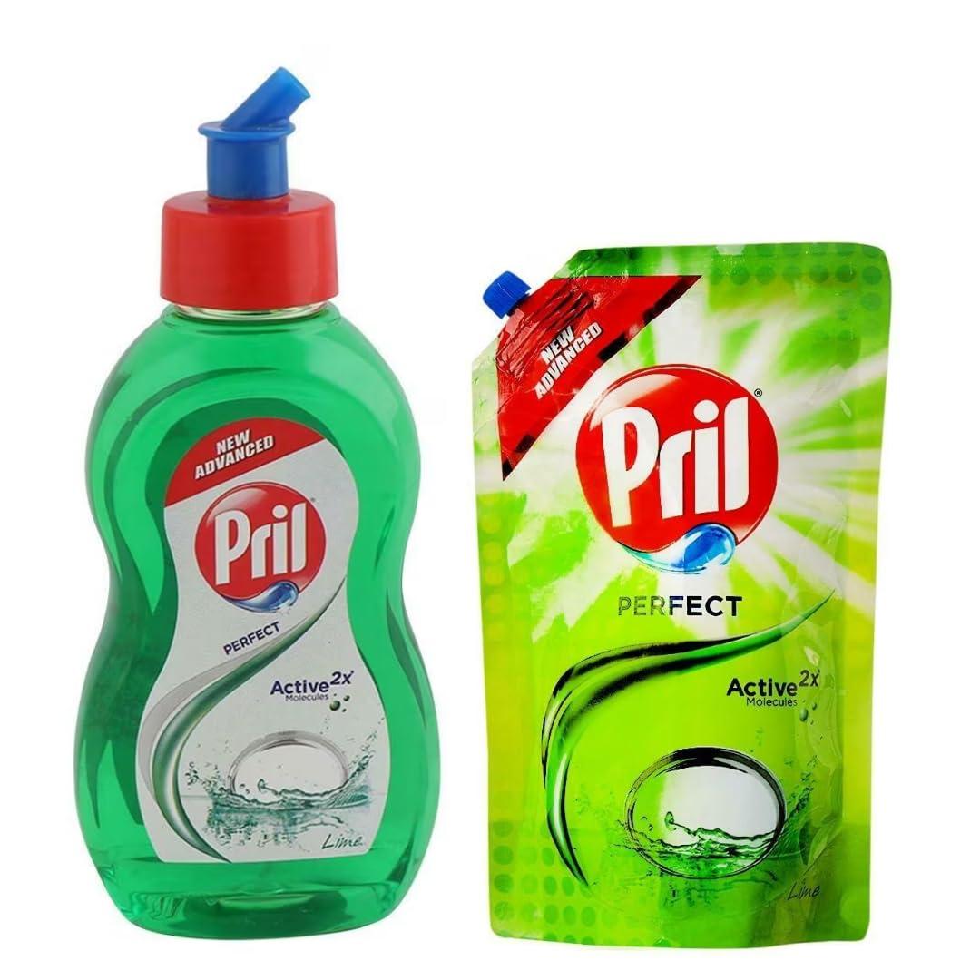 Generic Pril Perfect Lime Dishwash Liquid 425 ml + Pril Perfect Utensil Liquid Cleaner - 120ml UNIQUE