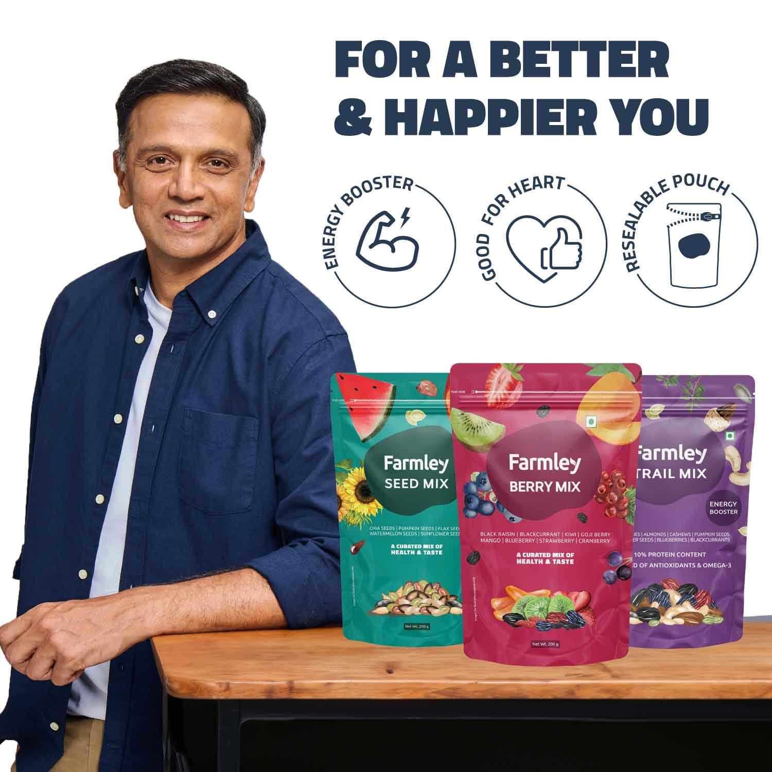 Farmley Farmley Trail Mix Dry Fruits 200g | Dried Berry Mix 200g | Protein Rich Seed Mix 200g | Total 600g | Mix Dry Fruit Snack Combo