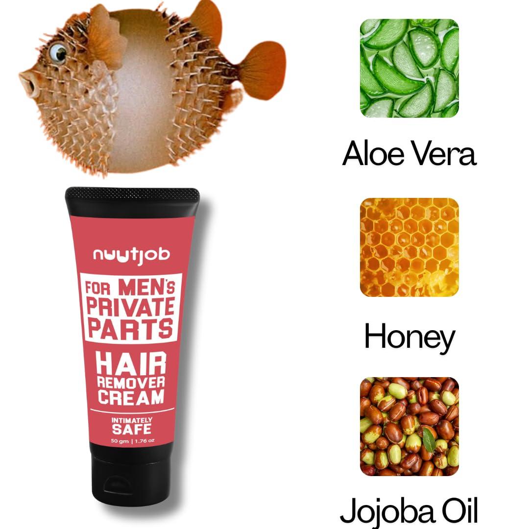 NUUTJOB Nuutjob Intimate Hair Removal Cream for Men Painless Hair Removal for Groin, Butt, and Shaft | Gentle & Fast-Acting Cream for Sensitive Skin 50 gm