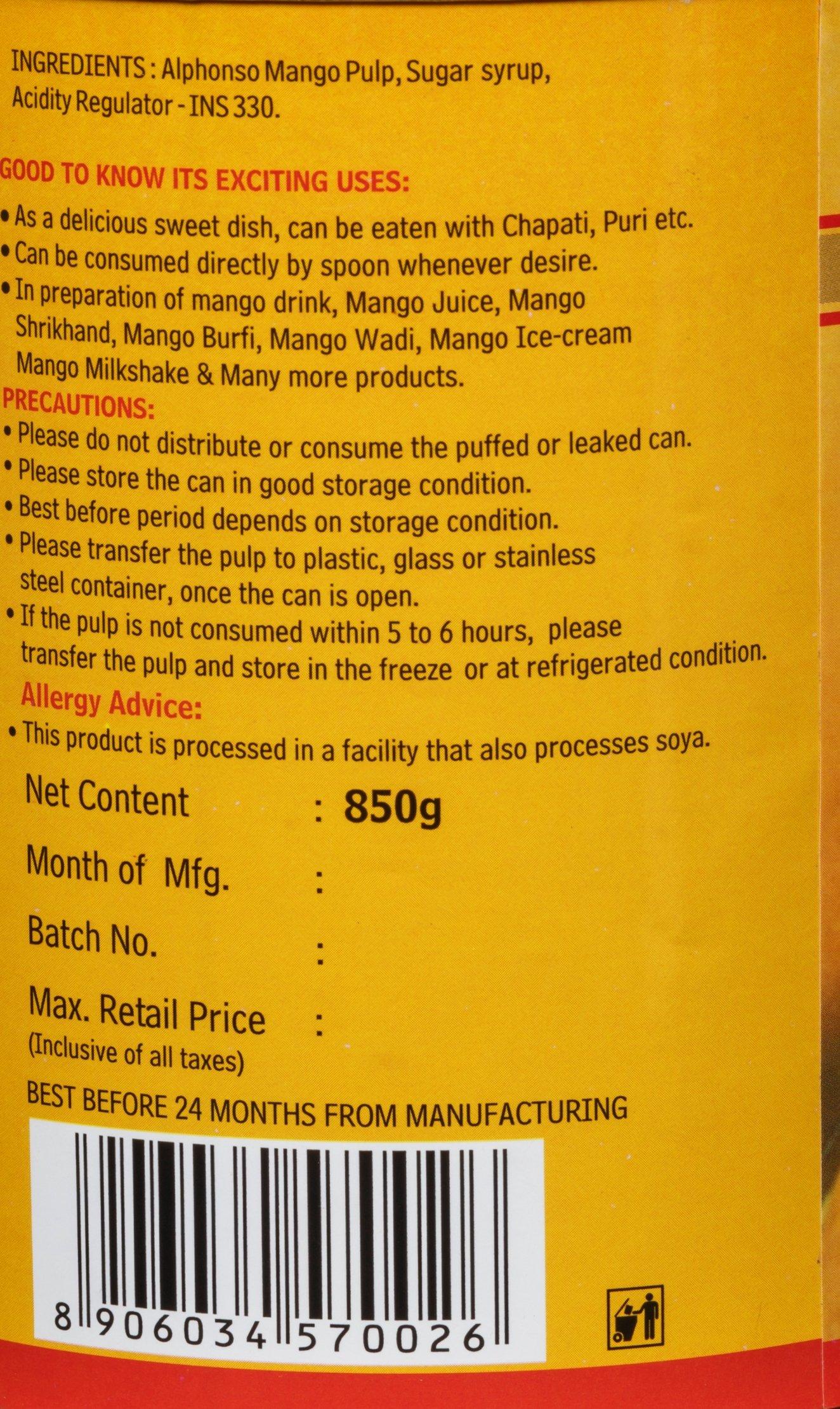 Aditi Aditi Ratnagiri Alphonso Mango Pulp, 30.34 oz / 860 g