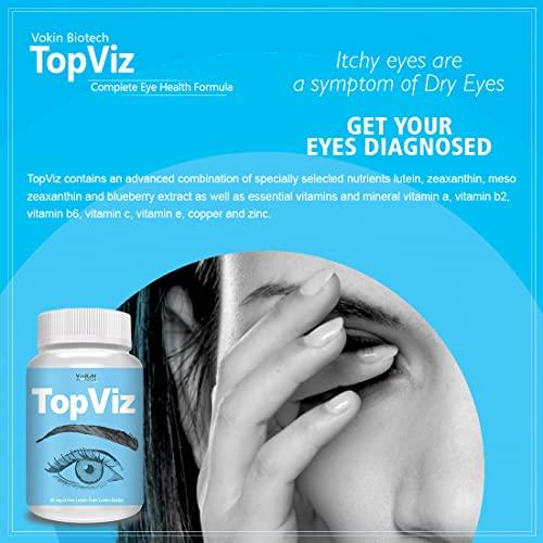 Vokin Biotech Vokin Biotech TopViz Eye Care Supplement to Improve Vision, Blue Light & Digital Guard (Lutein, Zeaxanthin) -Pack of 90 Vegetarian Tablets