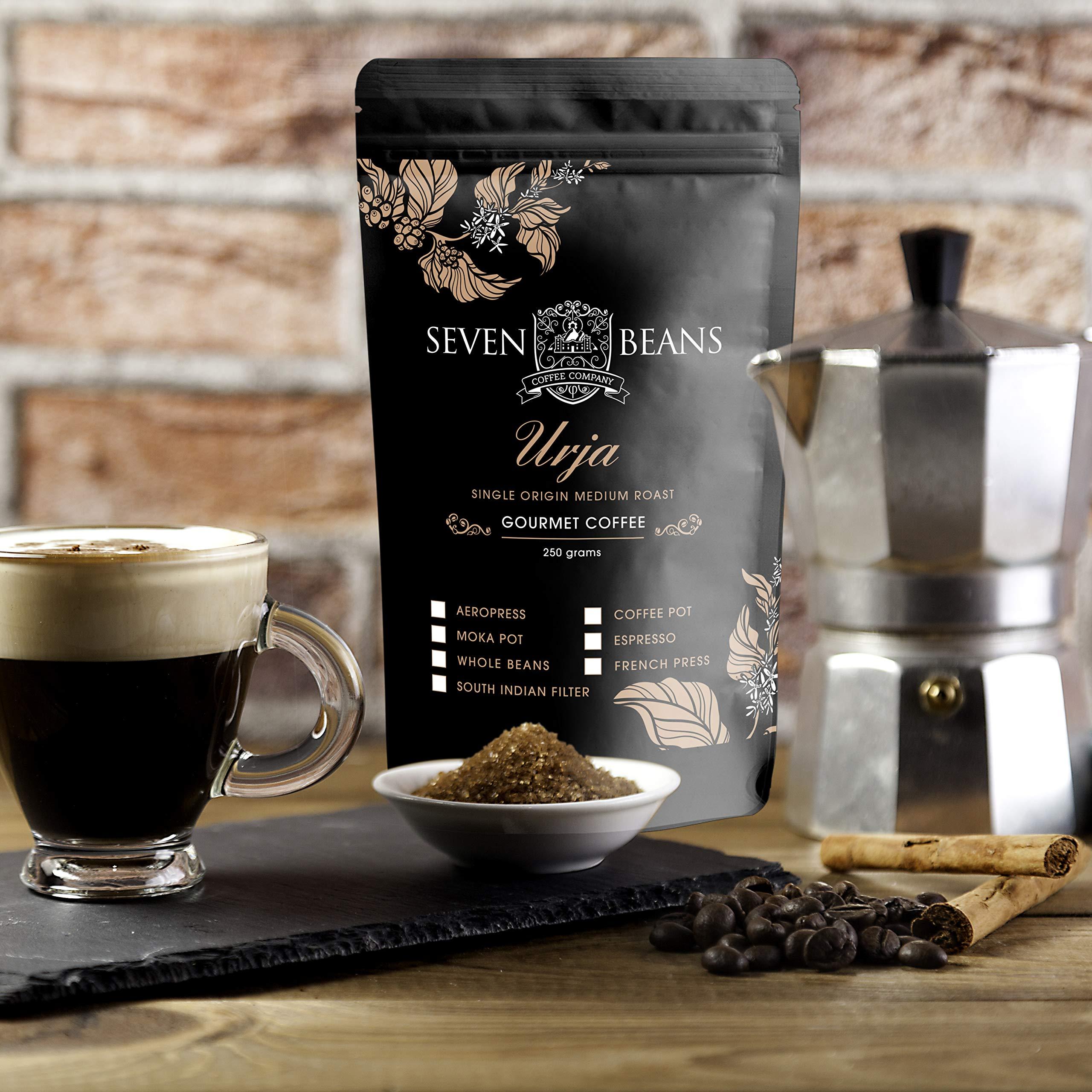 Seven Beans Coffee Company Seven Beans Coffee Company\'s \"Urja\" |Medium Dark Roast| Single Origin |Gourmet Indian Coffee - 250 g (Whole Beans)