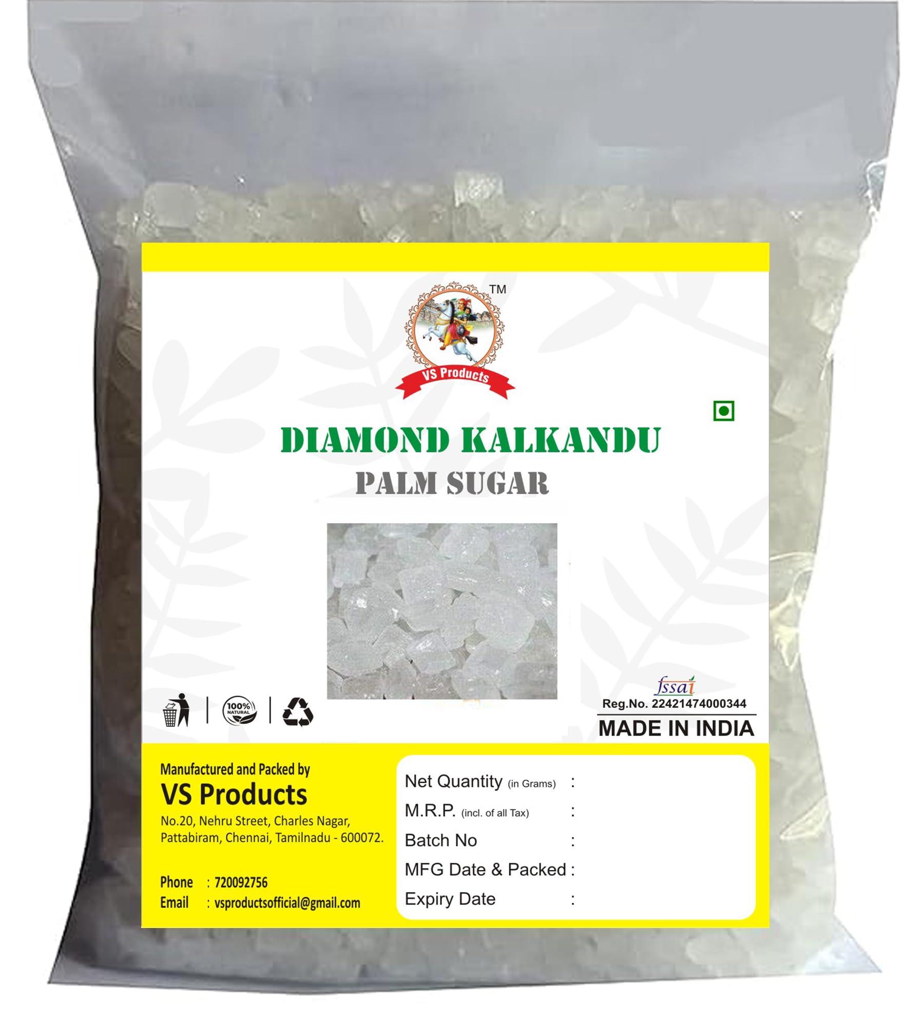 VS Products VS Products Original Diamond Kalkandu, 200g, White Karkandu, Mishri, Rock Sugar, Palm Sugar, (Pack of 2 x 100g)