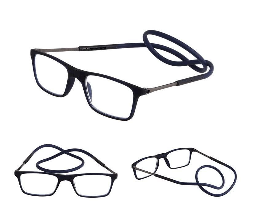 Sunshades Sunshades Magnetic Compact Reading Glass With Retainer Silicone Band Reading Glasses For Above 40 years (+2.00, Blue)