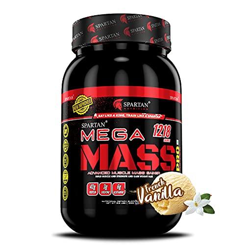 SPARTAN Spartan Nutrition Mega Mass Pro High Protein and High Calorie Mass Gainer / Weight Gainer Powder - 2.2 lbs, 1KG (French Vanilla) with Vitamins and Minerals