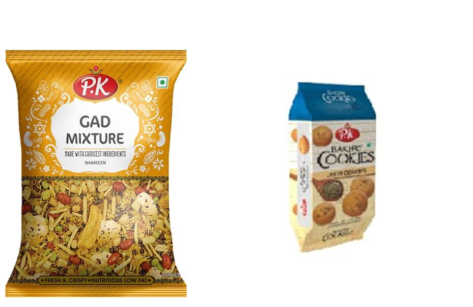 P.K P.K Gad Mixture Namkeen/Dalmoth (1 Kg) With Free Jeera Cookies (200 Gm) | Snacks