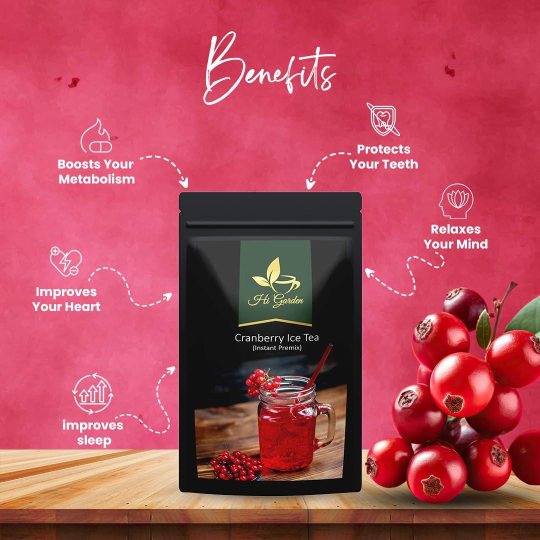Hi garden Hi garden Cranberry Ice Tea Instant Premix Ice Tea Powder, Ready to Drink Iced Tea, Summer Drink- (150 Grams)