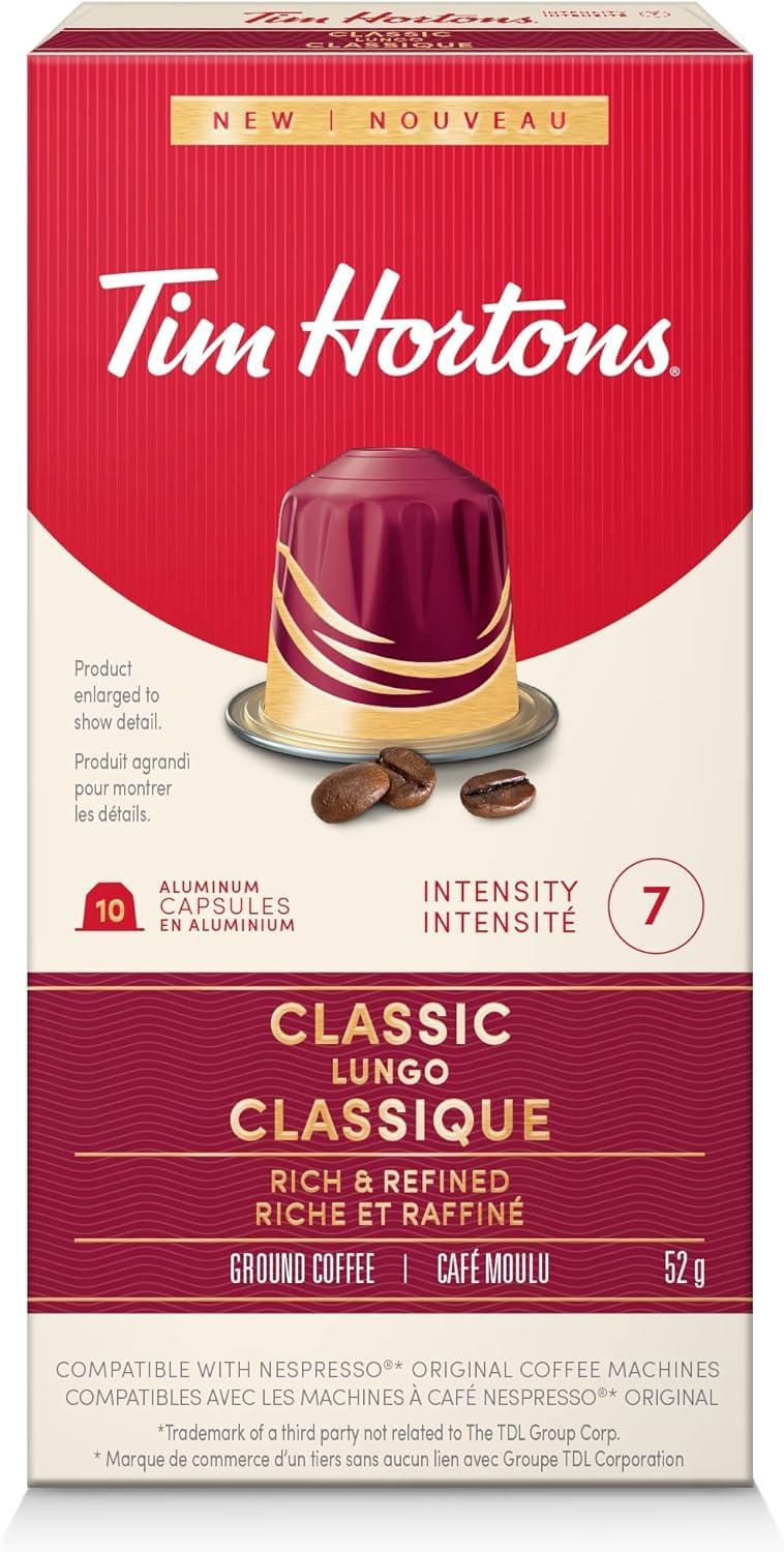Generic Tim Hortons Classic Lungo Capsules, Intensity 7 Nespresso Original Line Compatible Capsules, 10 Count 52g (Imported)