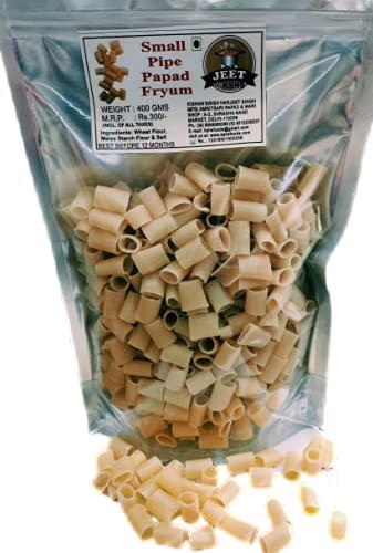 JEET by KSHS JEET by KSHS White Small Pipe Papad Fryum, Ready to Fry Snacks, Packed In Air Tight Pouch At Room Temperature 400Grams