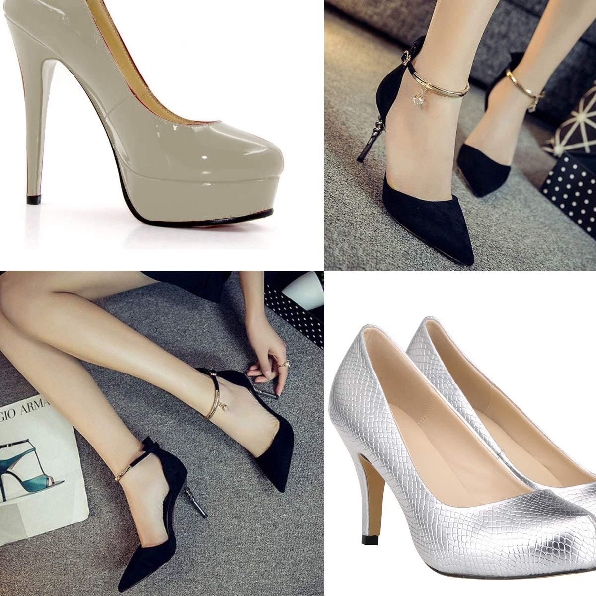 CertBuy 12 Pairs Women\'s High Heel Shoes Replacement Tips Pin, Heel Tips for High Heel Shoes, Stiletto Repair Shoe Heel Caps Heels Tips Replacement Dowels, 2.4/3.0mm Nail Diameter, Black, Black, 12 Pair (Pack