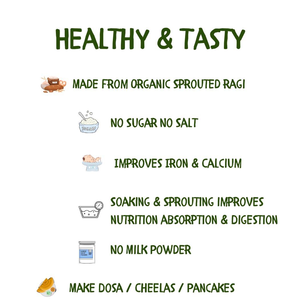 Daily NUM NUM Daily NUM NUM Organic Sprouted Ragi Beetroot Porridge | No Salt, No Sugar Ragi Cereals | Sprouted Healthy Beetroot Baby food cereal | No Milk Powder | 200g pack