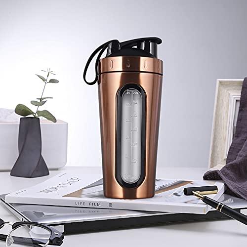 BURRDOFF BURRDOFF Bpa Free Stainless [Visible Window] Steel Shaker Bottles For Protein Shake, Gym (Copper Rose Gold) - 950 Ml, Pack Of 1, 850 Milliliter