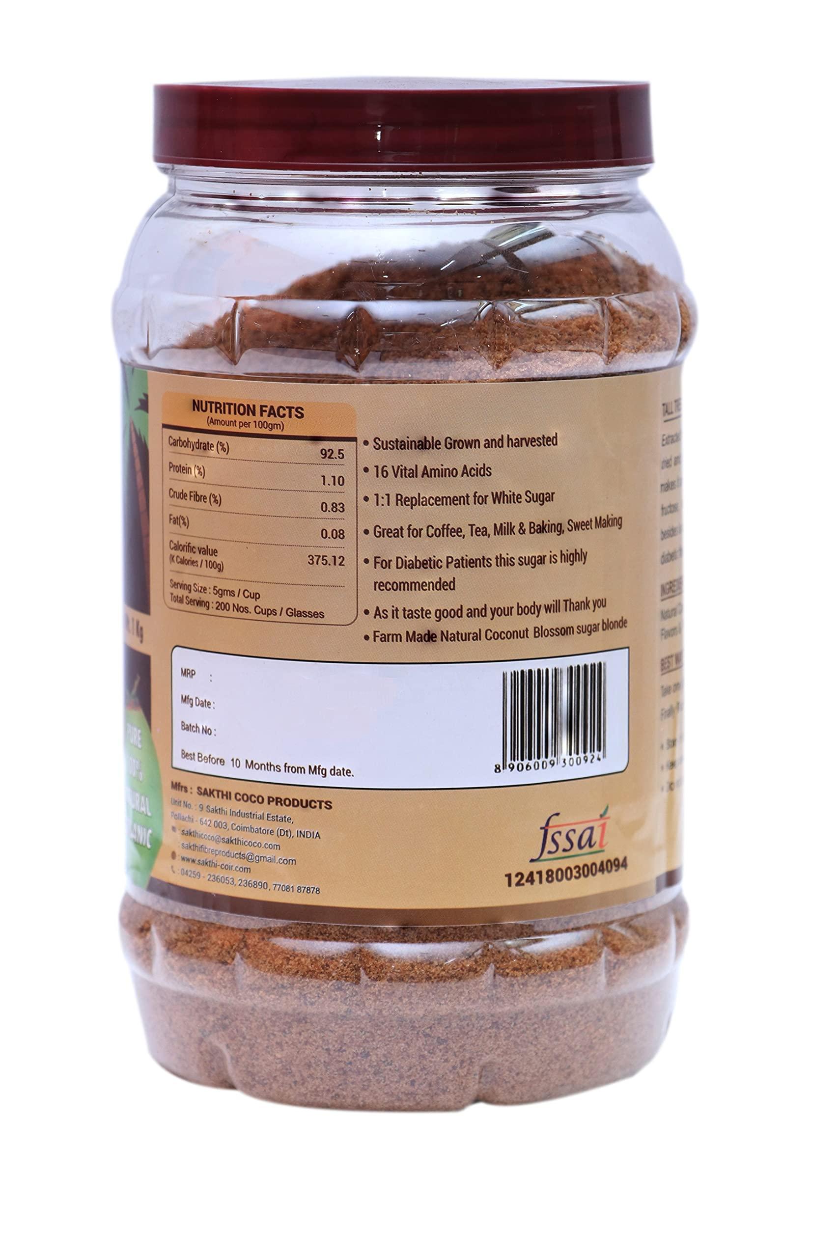 Tall Tree Tall Tree 100% Natural Coconut Sap Sugar,1 Kg ( Pack of 2 )