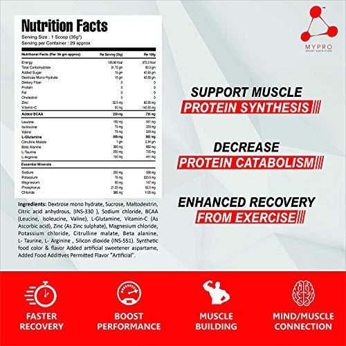 Mypro Sport Nutrition Mypro Sport Nutrition New Instant Energy Drink Powder(250mg Bcaas Per Serving)-For Boosting Energy, Physical Endurance, Strength & Performance for Men & Women-1 Kg/2.2 Lbs (Blue Raspberry)