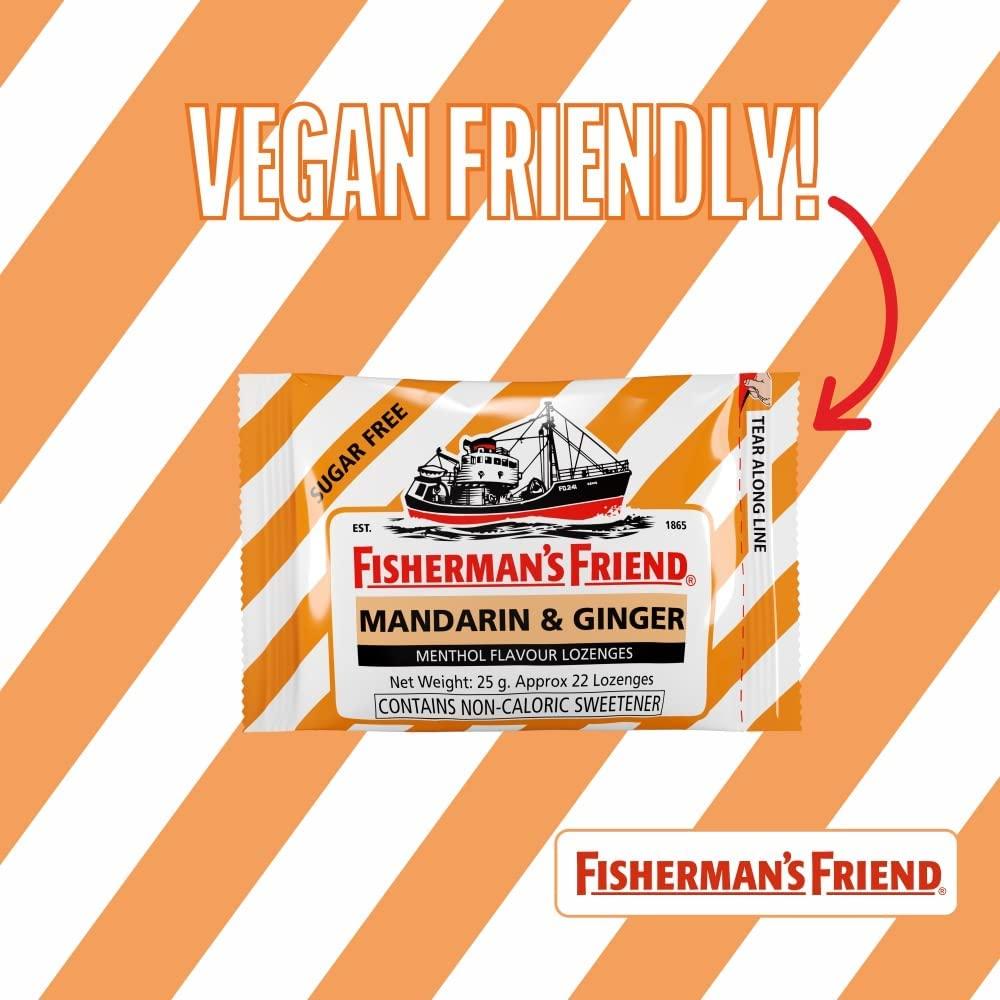 Fisherman's Friend Fisherman's Friend Sugar Free Mouth Freshener - Mandarin & Ginger- Refreshing and Soothing Lozenges 25g (Pack of 24)