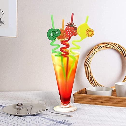 CHAHBELI CHAHBELI-Colorful Spiral Drinking Straws- Reusable Straws ( Multicolour Pack of 3Pcs)