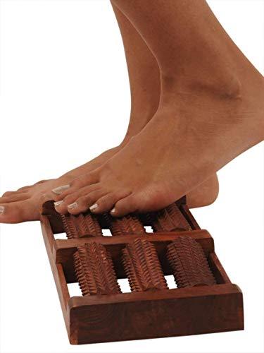 ACE WOOD CRAFTS AWC Wooden Foot/Feet Massager 6 Roller Stress Acupressure Acupuncture Foot Massage