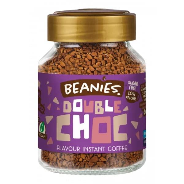 Beanies The Flavour Co BEANIES Flavoured Instant Coffee Powder - Double Chocolate Hot & Cold Coffee Makes 25 Cups 100% Arabica Light Roasted Coffee Sugar Free 50g. Bottle (Double Chocolate)