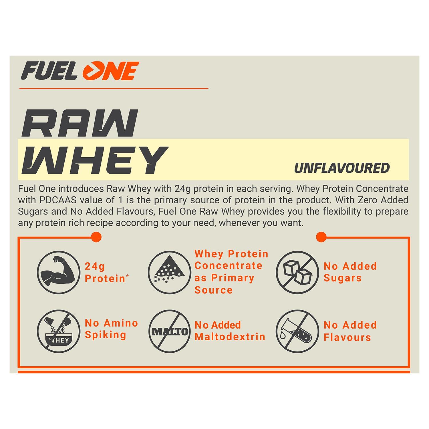 FUELONE FUELONE Raw Whey Protein (Unflavoured, 1kg / 2.2lbs) | 24g Protein