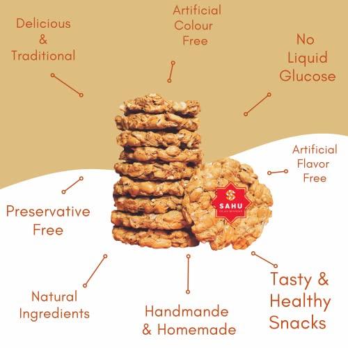 SAHU GAJAK BHANDAR SAHU GAJAK BHANDAR Gol Chikki Peanut 500 Gram Groundnut Mittai | Peanut Bar | Mungfali Gajjak