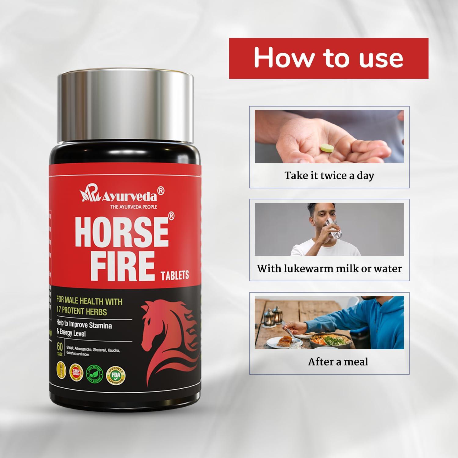 A R Ayurveda HORSE FIRE A R Ayurveda Tablets for Men| Ayurvedic Medicine - For Stamina, Muscle Growth, Immunity & Overall Wellbeing| Horse Fire Tablet (Pack of 60)