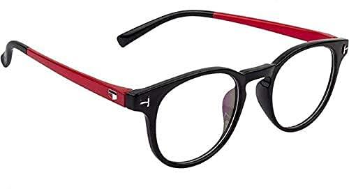 FWO FWO Bluecut Progressive Reading Glasses For Men & Women Powers Are +1.00 +1.25 +1.50 +1.75 +2.00 +2.25 +2.50 +2.75 +3.00 Black &Red Round Frame (Distance Plano/Reading +2.75)