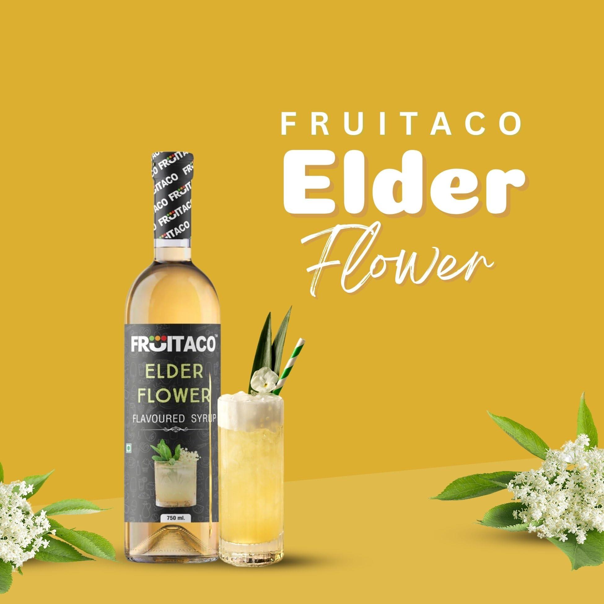 Fruitaco Fruitaco Elderflower Syrup for Mocktails, Cocktails - Pack of 2 (750ml each):Perfect Mixer for Enhancing Mocktails & Cocktails, Drinks, and Mojitos at Parties, for All Your Mixing Needs