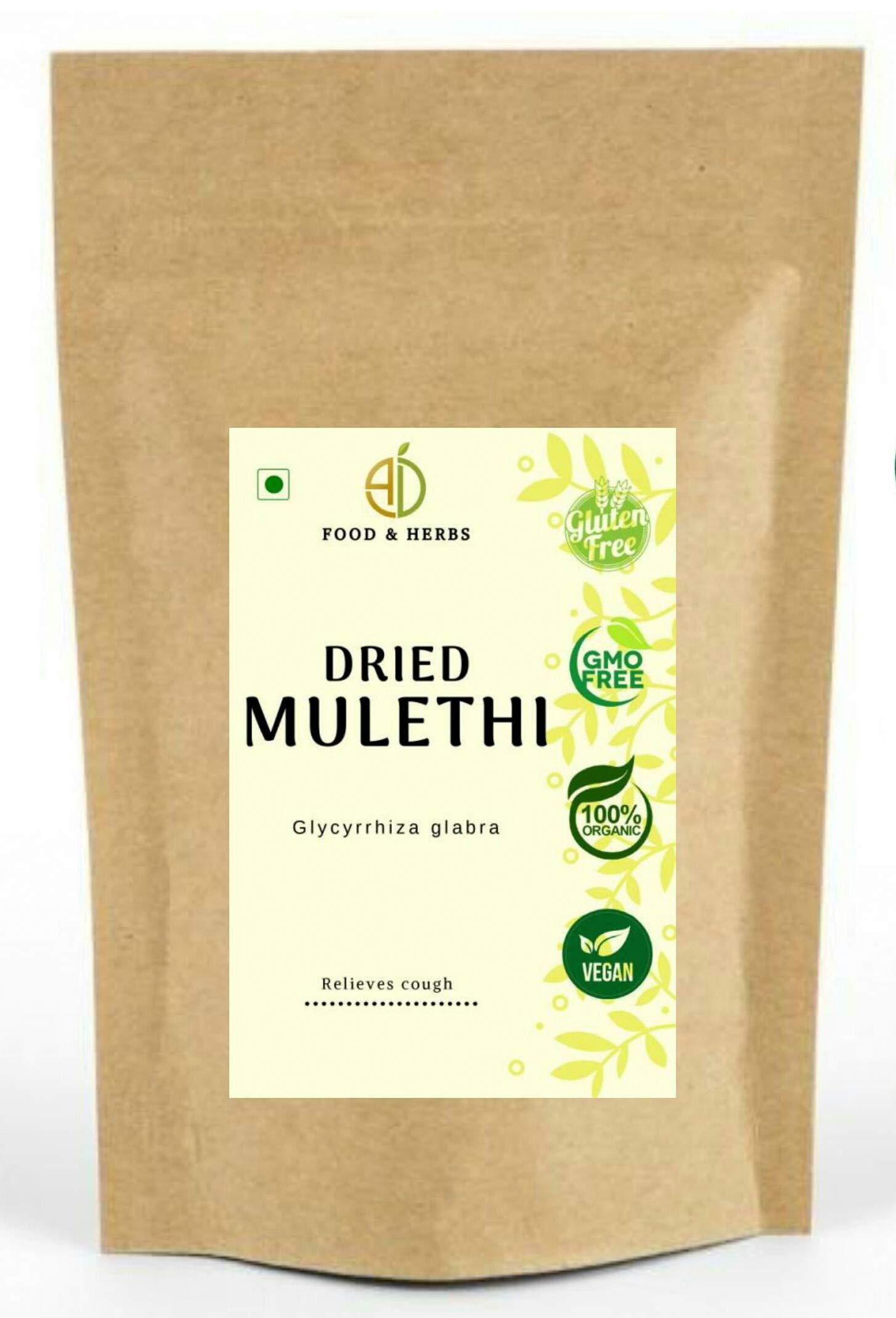 A D FOOD AND HERBS A D Food & Herbs Organic Mulethi | Licorice | Yashtimadhu | Glycyrrhiza Glabra Dried Roots ( 200 GMS )