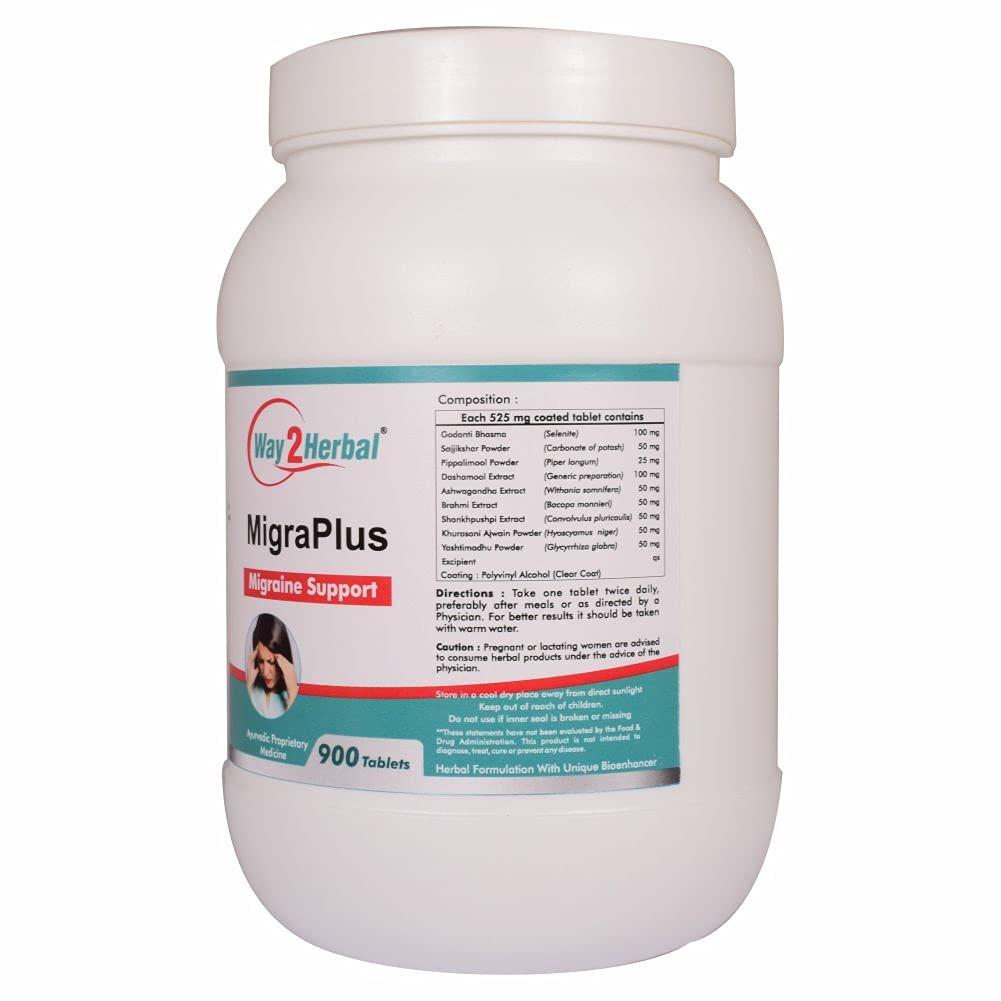 Way2Herbal Way2Herbal Migra Plus Migraine Support Tablets (900 Count Pack Of 1)