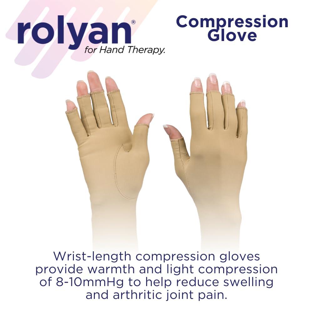 Rolyan Rolyan 92744101 Compression Glove, Right Handed Open Finger Glove, Size Medium, Swelling and Edema Glove with Seams on Inside for Wearing Under Clothes