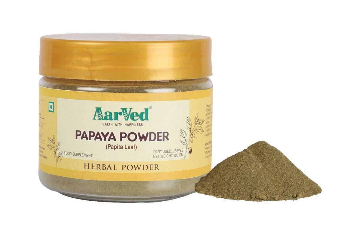 AarVed AarVed Papaya Leaf Powder (Carica Papaya/Papita leaves) - 200gms ? for Healthy Platelets Count & Immunity | Herbal Supplement for Digestion & Improves Intestinal Function