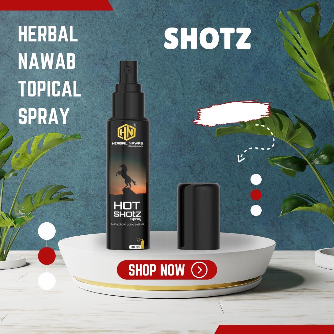 HN Herbal Nawab | Hot Shotz | Non Transferable | Ayurvedic Spray for Men 30 ml