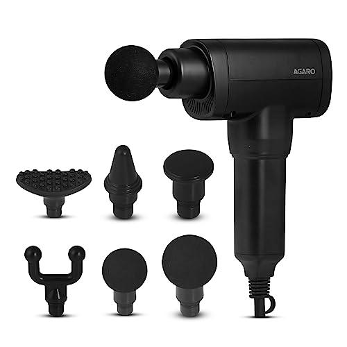AGARO AGARO Impact Handheld Deep Tissue Percussion Gun Massager,Massage Machine, Body Massager, 6 Massage Heads, 5 Speed, For Deep Tissue Massage, Body Relaxation & Pain Relief (Black)