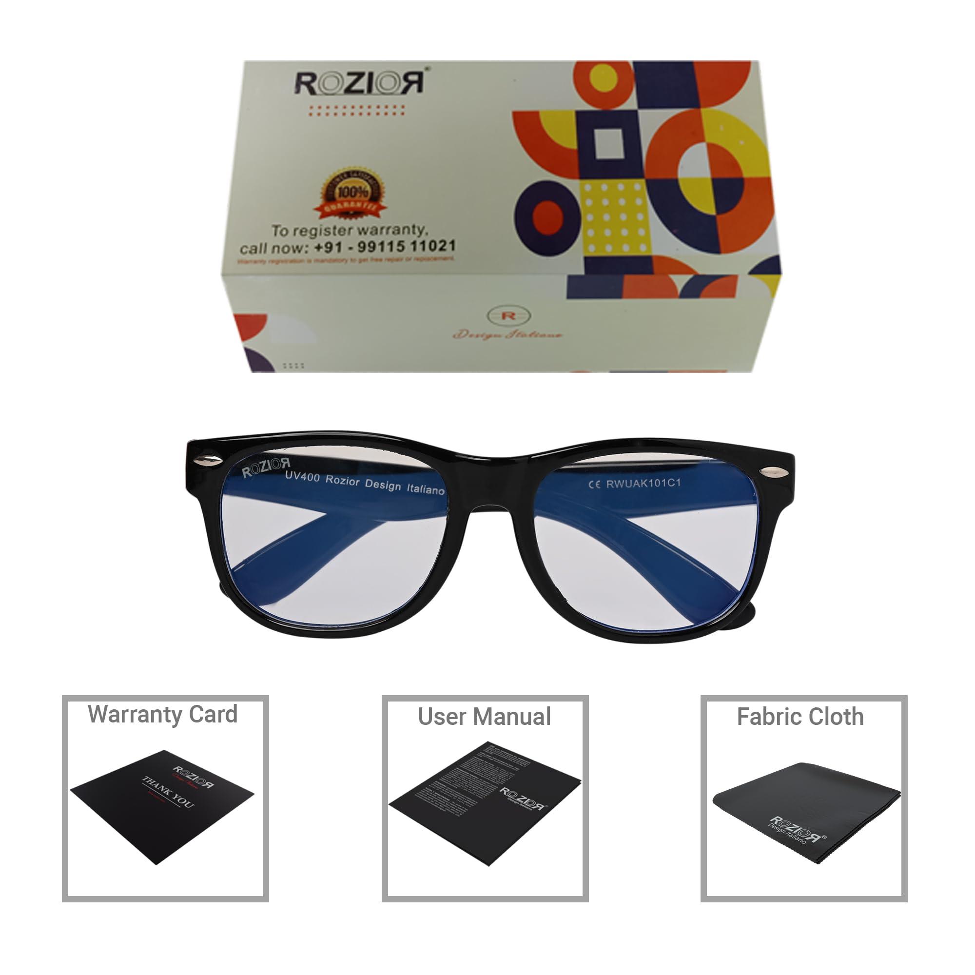 ROZIOR ROZIOR® Kids Computer & Screen Glasses | Blue Light Protection Anti-Glare | Zero Power Protection Glasses For Online Classes, Computer TV or Mobile (Model-RWUAK101C1)