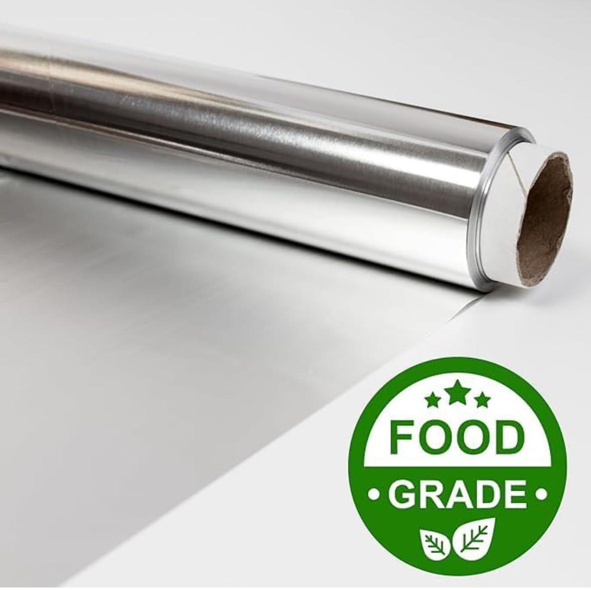 Wrap On WRAP ON Aluminium Foil Paper Roll for Kitchen 1kg - Pack of 2 18 microns Foil || Aluminum Silver Foil Roll for Food Wrap | Box with Metallic Print & in-Built Cutter for Easy Tearing.