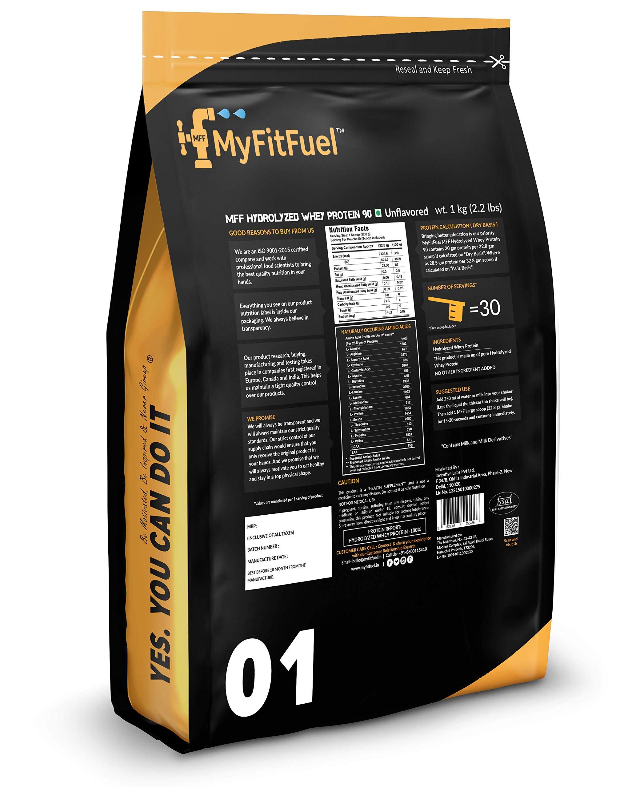 MyFitFuel MyFitFuel Hydrolyzed Whey Protein Powder | 1 Kg, 30 Servings (Unflavoured) | Pre Digested Protein
