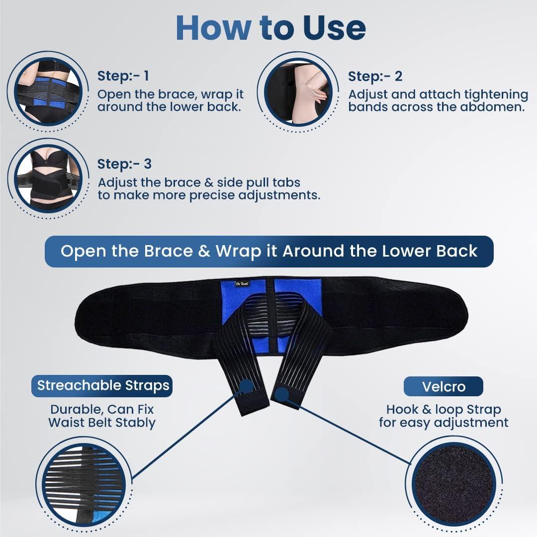 Dr Trust Dr Trust USA Lumbar Support Belt for Back Pain Relief, Orthopedic Adjustable Lumbo sacral Spine Strain Belt For Backache, Posture Corrector, Waist, Lower Back Support For Men/Women -329 (S)