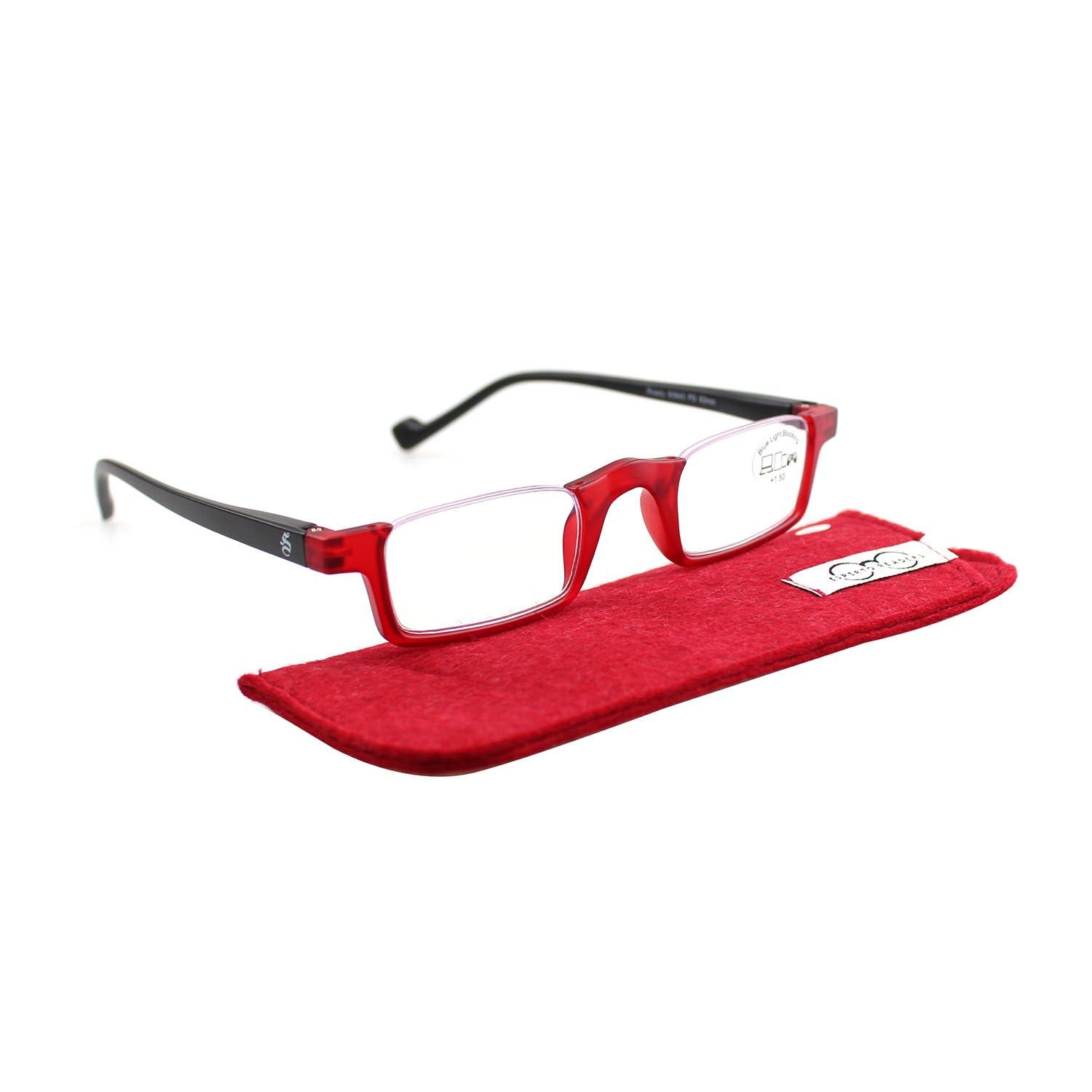 ESPERTO READERS ESPERTO READERS Roady Reading Glasses - Blue Cut Lens With Antireflection & Ultra Light Weight For Men & Women +1.00 to +3.00 Power Half Rim - RED (+2.25)