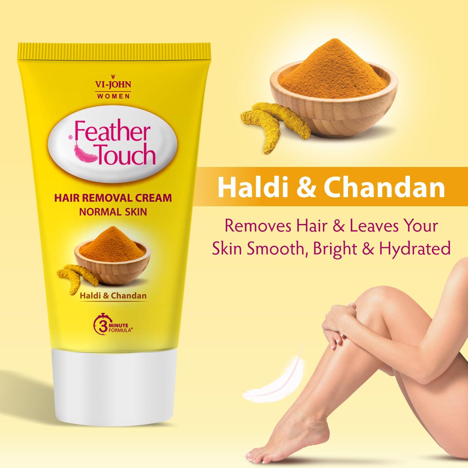 VI - JOHN VI - JOHN Women Feather Touch Hair Removal Cream Haldi & Chandan 40 Gm Tube Each - Cream 400 G, Set Of 10