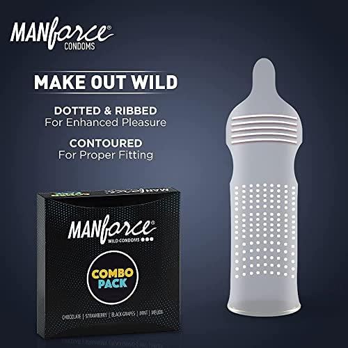 Manforce Manforce Combo, Lubricated Flavoured Condoms for Men | 20 pcs | Chocolate, Strawberry, Black Grapes, Melon & Mint | Indias No. 1* Condom Brand for Safe Sex