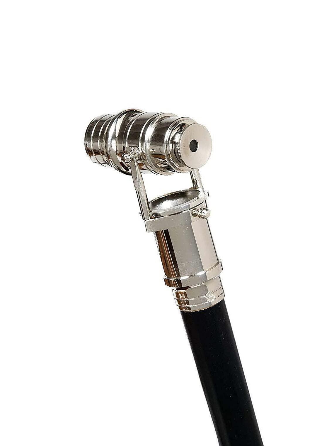 NavaFresh Basics A N H Nautical Spy Telescope Steampunk Design Walking Cane Brass Handle Victorian Wooden Walking Stick Handmade Gift Foldable Walking Stick, Chrome Finish, 36 Inch