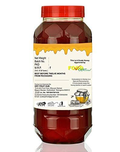 Dry Fruit Hub Dry Fruit Hub Natural Honey 1KG Organic Wild Honey Multifloral pure raw Honey Unprocessed Unfiltered Unpasteurized Pure Natural Original Honey - 1000 Grams Pack of 1