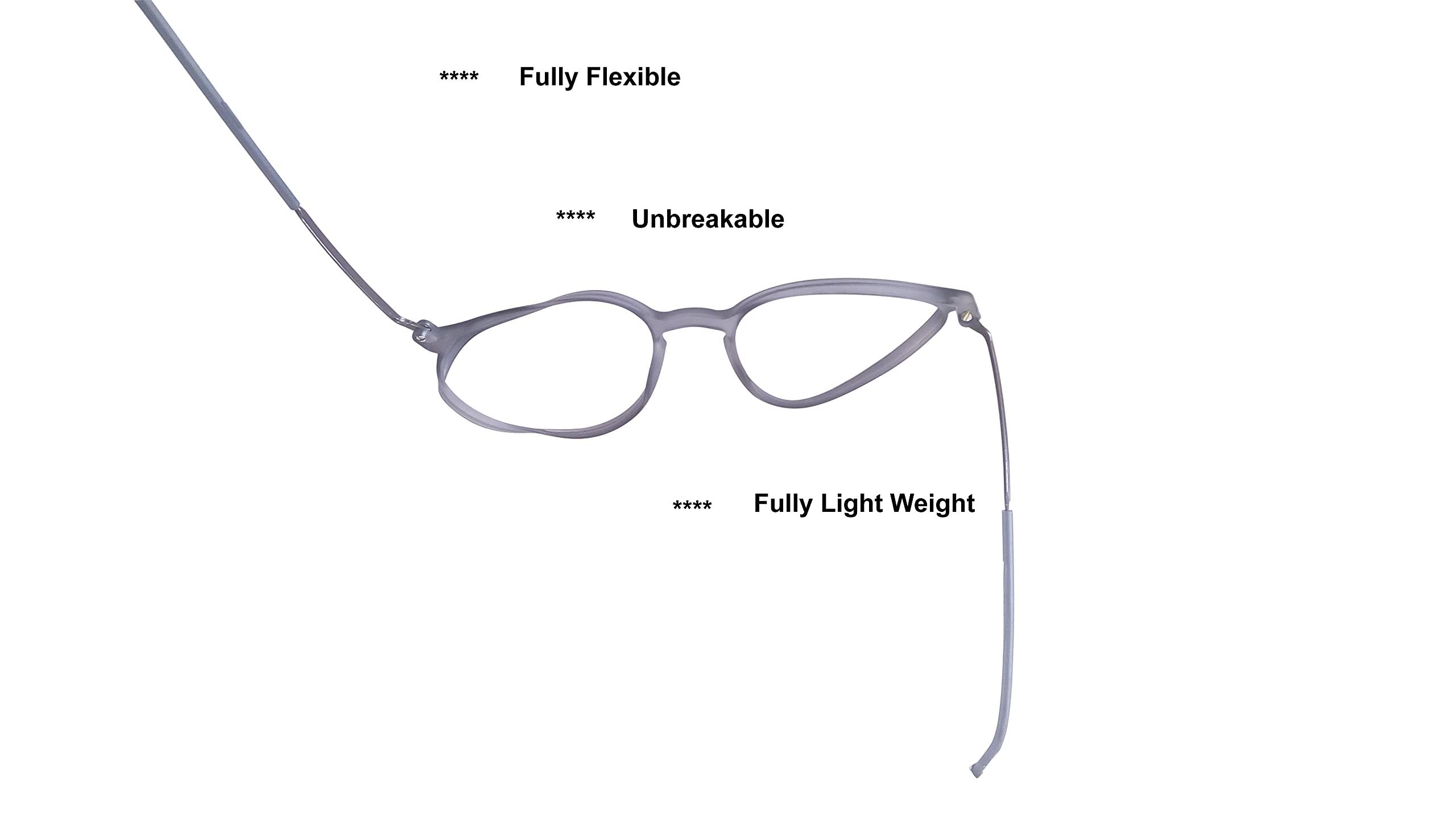 N Specs N Specs Anti Reflective Glasses Grey Coloured TR Fully Light Weight Ovel Type Unisex Frame With Zero Power Reflection Free Computer Glasses (Green Anti Reflected Glass)