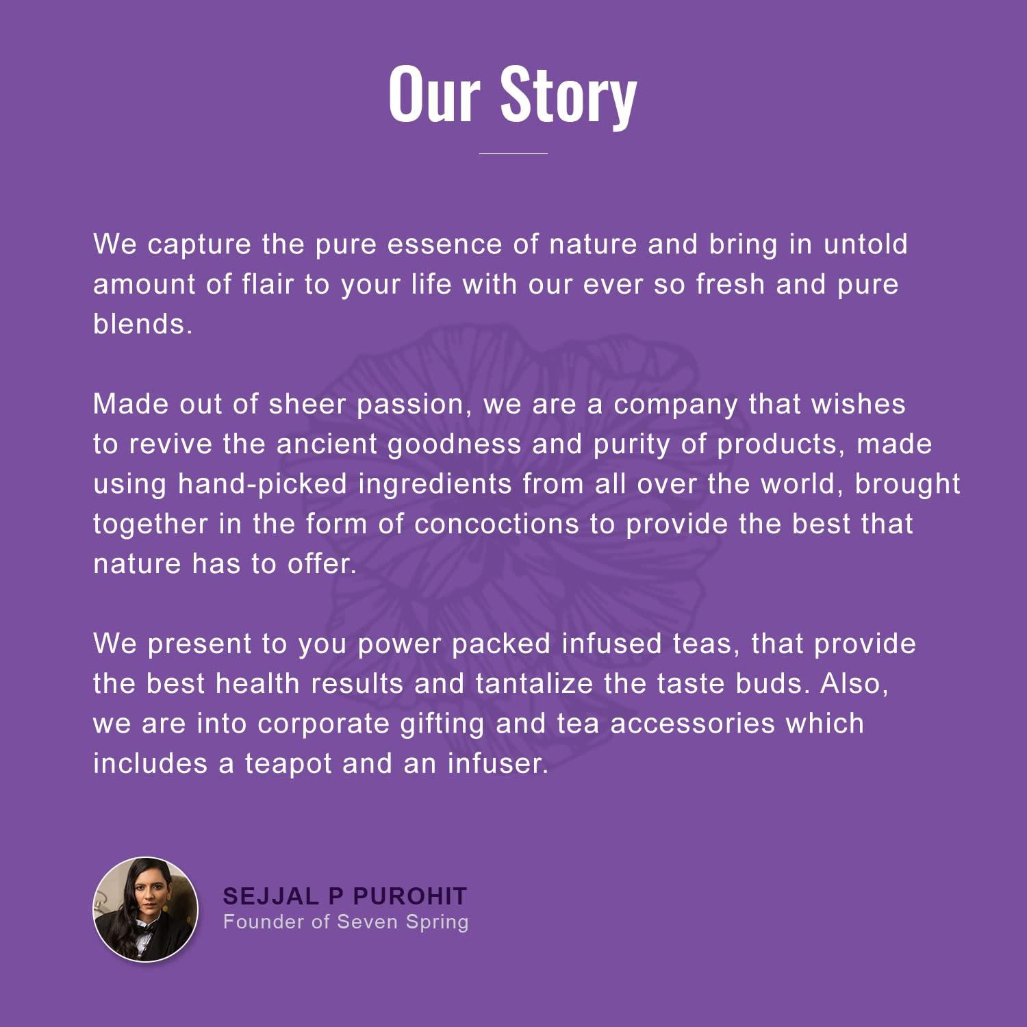 SEVEN SPRING Seven Spring Blue Pea Ginger Fennel Tea | 90 Cups - 30 tea bags | Reduces Stress and Calms your Senses | Shankhpushpi Ancient Tea