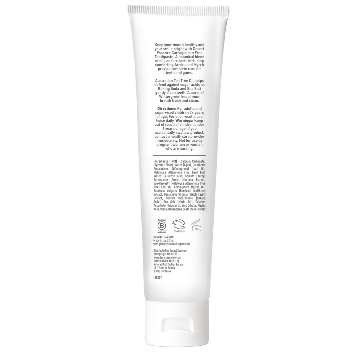 Desert Essence Desert Essence - Carrageenan Free Arnica & Tea Tree Oil Toothpaste Wintergreen 183164