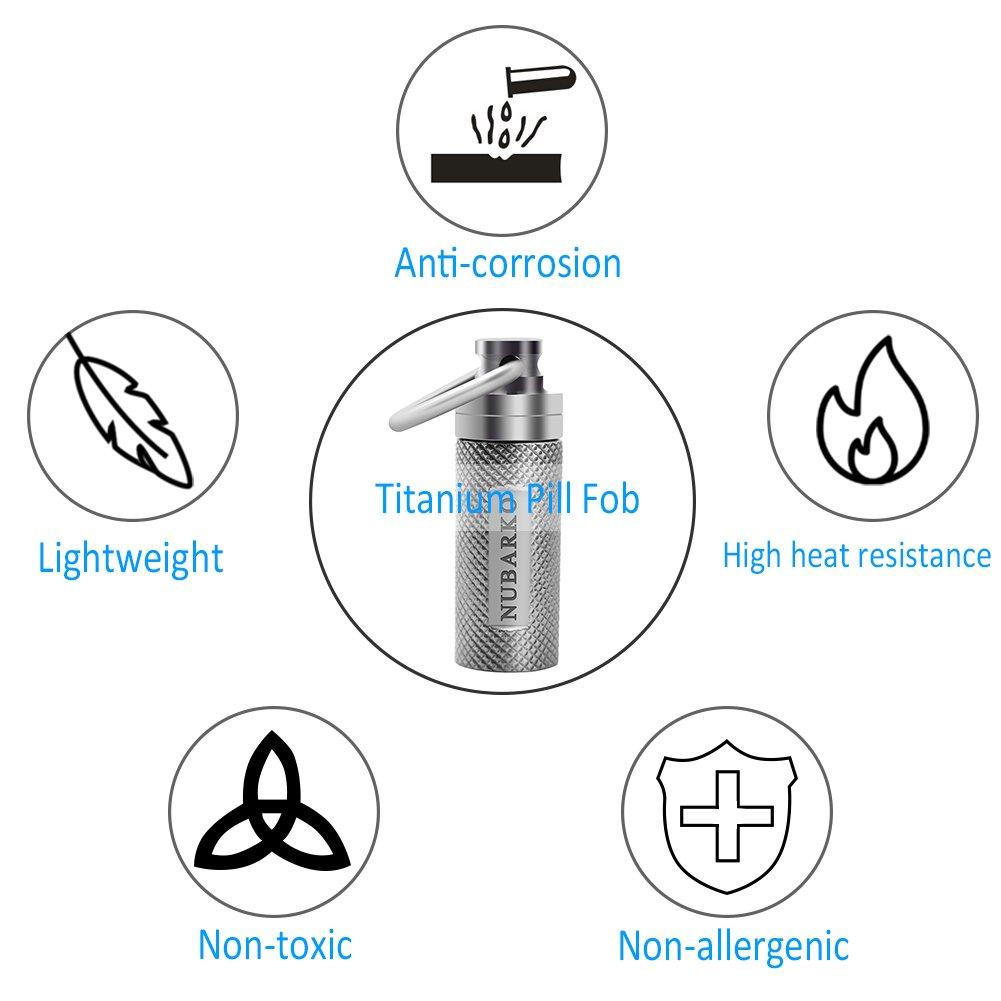 NUBARKO NUBARKO Mini Pill Fob, Titanium Keychain Pill Holder, Emergency Aspirin & Nitroglycerin Pill Holder for Men and Women, Waterproof, Light Weight and Non Allergenic