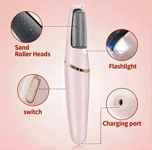 REMICH REMICH Rechargeable Flawless Pedicure Tool - Callus & Dead Skin Remover - Feet Care for Cracked Heels - Cordless Pedi Finishing Touch with 2 Roller Heads & USB Cable