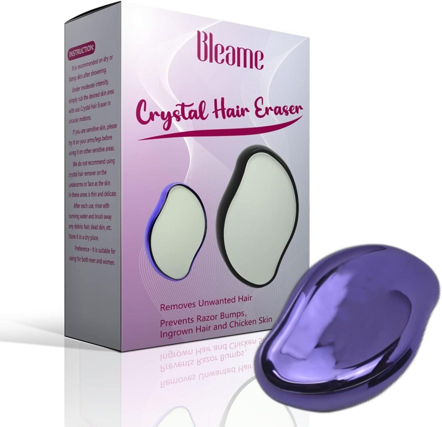 Bleame Bleame Crystal Hair Eraser, Bleame Crystal Hair Remover, for Men & Women Arms Legs Back, Fast & Easy Exfoliate, Soft Smooth Silky Skin, Apply To Any Part Of The Body (Purple) (Black)